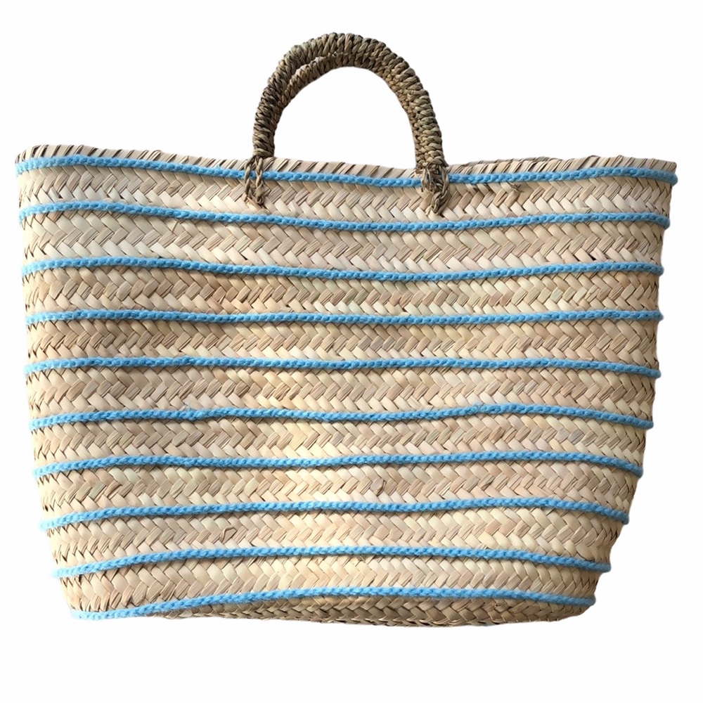 the House of Perna  Rae Tote Natural & Blue stripe NWOT